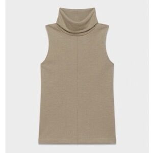 Aritzia Women's Tan Sleeveless Turtleneck Top